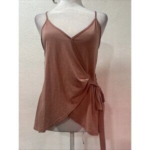 Sienna Sky Y2K Pink Spaghetti Strap Top Size L Crossover Wrap Bodice Coquette